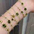 18K Gold Plated Copper Zircon Geometric Floral Bangle For Women Vintage Light Luxury Jewelry view 1