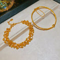 24K Gold Plated Copper Geometric Round Bead Bangle Chinese Palace Style Light Luxury Bracelet view 2