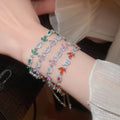 Light Luxury Copper Zircon Leaf Bracelet Elegant Sparkling Fashion Jewelry Accessory view 3