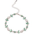 Light Luxury Copper Zircon Leaf Bracelet Elegant Sparkling Fashion Jewelry Accessory view 5