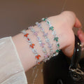 Light Luxury Copper Zircon Leaf Bracelet Elegant Sparkling Fashion Jewelry Accessory view 1