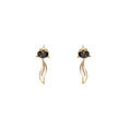 Elegant Vintage Fox Black Crystal Stud Drop Earrings With Rhinestone Gold Alloy Leaf Dangle Earrings view 5