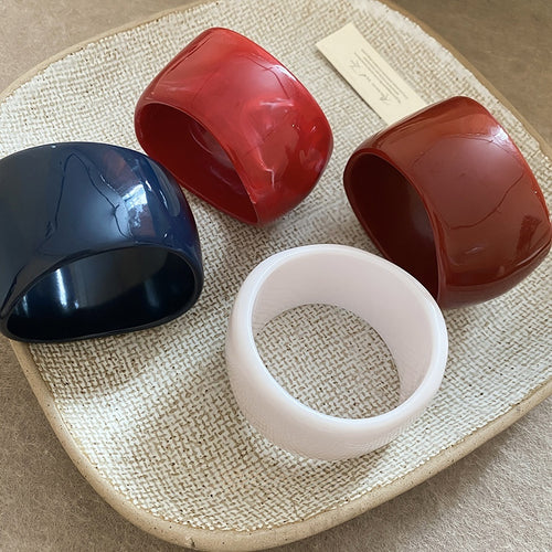 Irregular Resin Wide Cuff Bangle, European American Minimalist Vintage Statement Bracelet