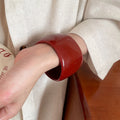 Irregular Resin Wide Cuff Bangle, European American Minimalist Vintage Statement Bracelet view 3