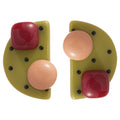 Resin Dopamine Polka Dot Geometric Round Stud Earrings Sweet Cream Girl Niche Designer Jewelry view 5