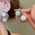 Resin Dopamine Polka Dot Geometric Round Stud Earrings Sweet Cream Girl Niche Designer Jewelry view 4
