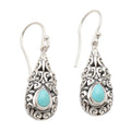 Vintage Water Drop Dangle Earrings For Women, Literary Ancient Style Faux Turquoise Cloud Jewelry view 2