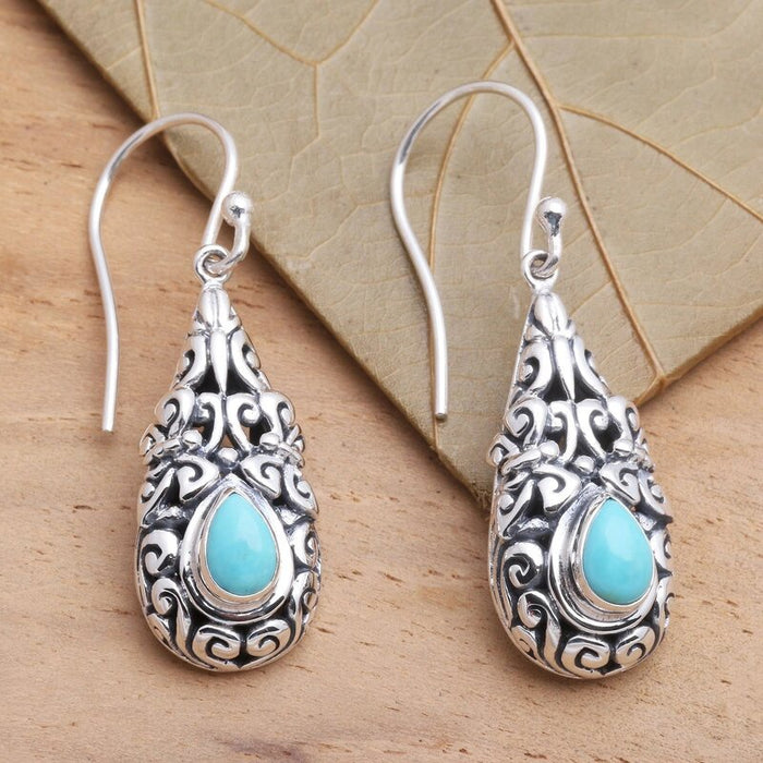 Vintage Water Drop Dangle Earrings For Women, Literary Ancient Style Faux Turquoise Cloud Jewelry
