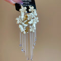 Vintage Alloy Floral Butterfly Crystal Tassel Drop Earrings For Women Light Luxury Chinese Style view 2