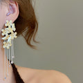 Vintage Alloy Floral Butterfly Crystal Tassel Drop Earrings For Women Light Luxury Chinese Style view 3