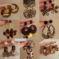 Light Luxury Resin Leopard Print Geometric Tassel Drop Earrings With Silver Needle Retro Hong Kong Style view 1