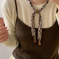 Ethnic Copper Zircon Resin Wood Bead Heart Saturn Pendant Sweater Necklace For Women view 3