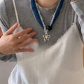 Ethnic Copper Zircon Resin Wood Bead Heart Saturn Pendant Sweater Necklace For Women view 4