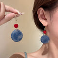 Chic Acrylic Geometric Round Red Blue Colorblock Silver Pin Stud Earrings view 2