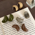 Resin Geometric C Shape Round Bean Stud Earrings Minimalist Chic Commuter Jewelry For Women view 2