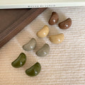 Resin Geometric C Shape Round Bean Stud Earrings Minimalist Chic Commuter Jewelry For Women view 4