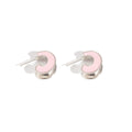 Elegant Korean Pink Enamel C Shape Alloy Hoop Studs, Sweet Minimalist Fashion Women's Earrings view 5