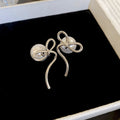 14K Gold Plated Bow Faux Pearl Two Way Stud Earrings French Vacation Style Jewelry view 3