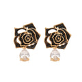 18K Gold Plated Copper Flower Zircon Teardrop Stud Earrings With Silver Posts view 5