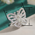 Women's Sparkling Micro Pave Crystal Butterfly Ring, Fashion Jewelry view 4