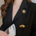 European Style Alloy Sunflower Geometric Brooch With Metal Finish Cufflink Inspired Fashion Pin view 2