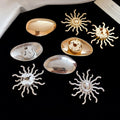 European Style Alloy Sunflower Geometric Brooch With Metal Finish Cufflink Inspired Fashion Pin view 3