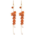 Resin Flower Pearl Tassel Drop Earrings With Silver Pins, Beach Vacation Floral Jewelry view 5