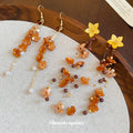 Resin Flower Pearl Tassel Drop Earrings With Silver Pins, Beach Vacation Floral Jewelry view 4
