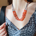 Light Luxury Acrylic Round Bead Pendant Necklace With Cotton Cord Retro Ethnic Collarbone Chain view 3