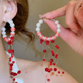 Elegant Faux Pearl Beaded Jewelry Set With Triple Layer Bracelet, Earrings And Collar Necklace view 2