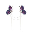 Vintage Butterfly Tassel Drop Earrings With Faux Pearl Zirconia And Silver Needle Studs view 5