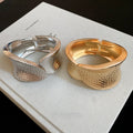 European American Style Irregular Hammered Metal Oval Open Cuff Bangle Fashion Jewelry view 2