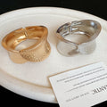 European American Style Irregular Hammered Metal Oval Open Cuff Bangle Fashion Jewelry view 4