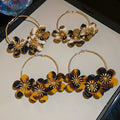 Fabric Leopard Print Flower Hoop Earrings Vintage Ethnic Style Light Luxury Ear Jewelry view 2