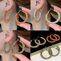 Metal Spiral Twisted Rhinestone Hoop Earrings With Silver Needles, Luxury Palace Style view 1