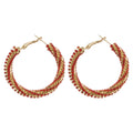 Metal Spiral Twisted Rhinestone Hoop Earrings With Silver Needles, Luxury Palace Style view 5