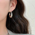Metallic Geometric C U Shaped Hoop Earrings For Women Minimalist High End Style view 4