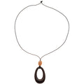 Vintage Ethnic Wood Resin Oval Geometric Pendant Sweater Necklace For Women view 5