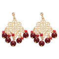 French Court Style Zircon Flower Tiger Eye Crystal Tassel Drop Earrings With Silver Needle view 5