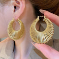 Geometric Round Hollow Woven Alloy Drop Earrings For Women European American Style view 4