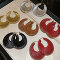 Geometric Round Hollow Woven Alloy Drop Earrings For Women European American Style view 1
