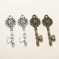Alloy Antique Key Pendant Charm For DIY Necklace Bracelet Keychain Accessories, 34x11mm 1.3g view 2