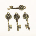 Alloy Antique Key Pendant Charm For DIY Necklace Bracelet Keychain Accessories, 34x11mm 1.3g view 3