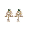 Light Luxury Alloy Christmas Tree Pearl Water Drop Earrings With Sparkling Rhinestone Geometric Design view 5