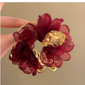Sweet Style Metal Chiffon Flower Pendant Drop Earrings For Women view 1