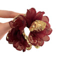 Sweet Style Metal Chiffon Flower Pendant Drop Earrings For Women view 5