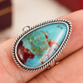 New Chinese Style Faux Natural Stone Teardrop Ring, Vintage Bohemian Women's Accessory view 2