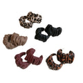 Leather Leopard Print Pleated Geometric C Shape Stud Earrings With Silver Needle Maillard Style view 5