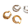Rhinestone Double Layer Geometric Round Alloy Hoop Earrings For Women Light Luxury European Style view 5