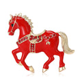 Alloy Enamel Rhinestone Horse Brooch Pin For Suit And Coat view 5